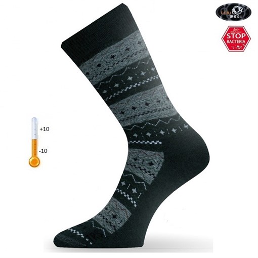 Носки Lasting TWP 686, wool+polypropylene, черный с серым рисунком, размер M (TWP686-M) - фото 309106