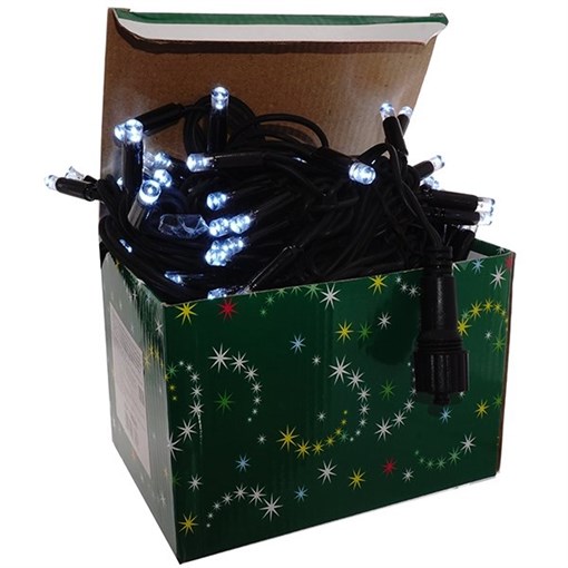 Электрогирлянда уличная "Праздничная", L8,5 м, (100 белых LEDламп, постоян., 5W, шнур черный, б/сил - фото 329395