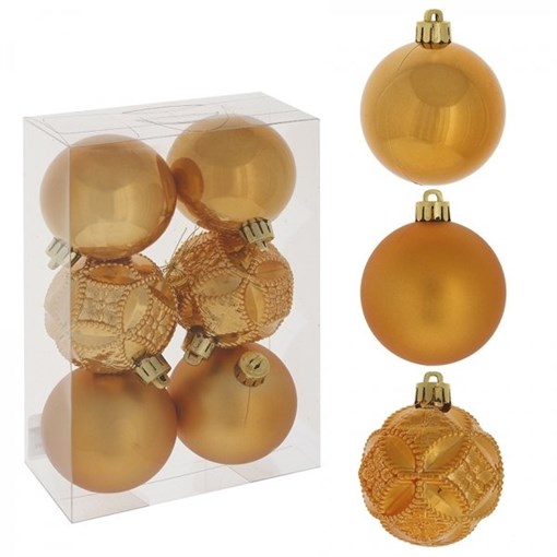 Украшение новогоднее Шар "Медовое чудо", набор из 6 шт, D6 см - фото 330040