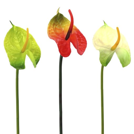 Цветок искусственный "Антуриум", H60 см, 3в. - фото 330491