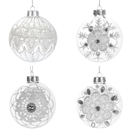 Украшение новогоднее Шар "Кружева", D8 см, 4в. - фото 331018