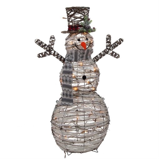 Изделие декоративное с подсветкой "Снеговик",  L60 W20 H90 см, (теплый белый, работает от сети 220V) - фото 331203