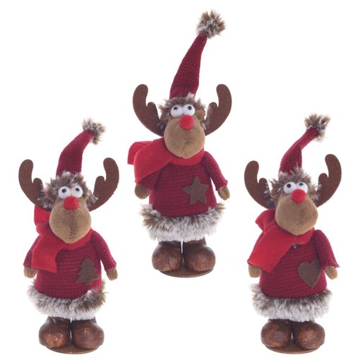 Игрушка набивная "Олень в красном пальто", с колпаком L9 W8 H20 см,  без колпака L9 W8 H13 см, 3в. - фото 331341