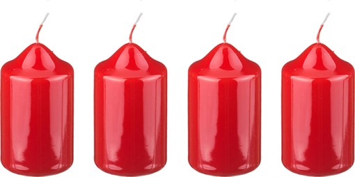 Набор свечей из 4  шт 8*4 см красный лакированный - фото 347571