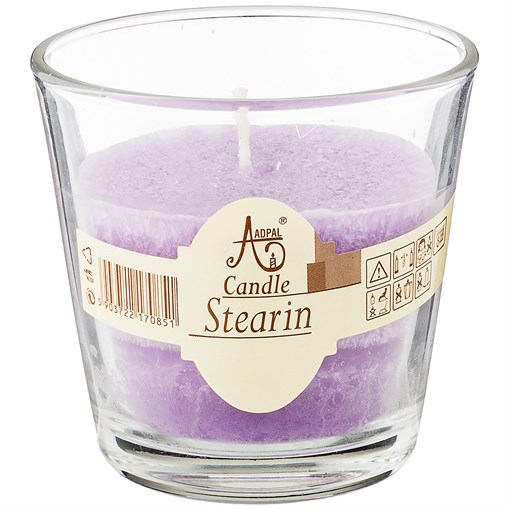 Свеча ароматическая стеариновая в стакане lavender D=7,5 см H=7,5 - фото 347772