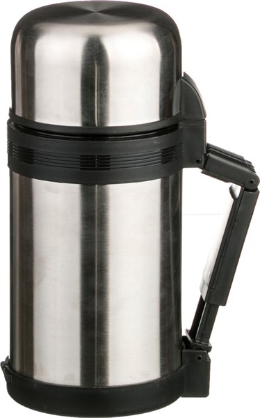 Термос agness с широким горлом 1000 мл крышка-чашка, пластиковая чашка, двойная пробка, колба нжс (к - фото 352534