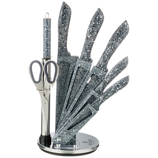 Набор ножей agness с ножницами и мусатом на пластиковой подставке, 8 предметов - фото 352547