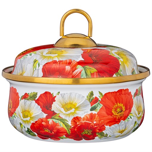 Сахарница agness эмалированная, серия маки 850mл - фото 352951