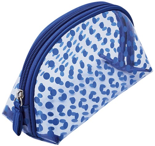 Косметичка Dewal Beauty серия "Горох", синяя 19х8,5х11,5см - фото 354146