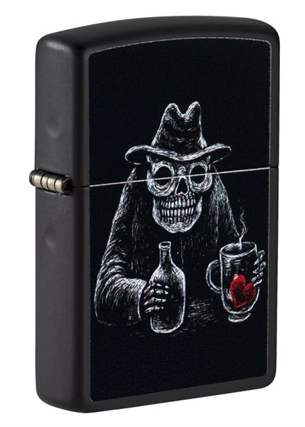 Зажигалка ZIPPO Bar Skull Design с покрытием Black Matte, латунь/сталь, чёрная, матовая, 38x13x57 мм - фото 354399