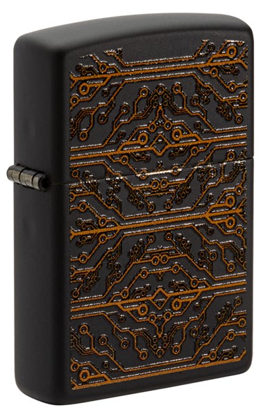 Зажигалка ZIPPO Circuit Pattern с покрытием Black Matte, латунь/сталь, чёрная, матовая, 38x13x57 мм - фото 354482