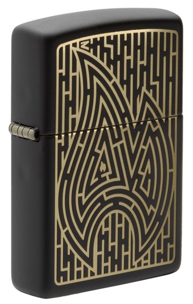 Зажигалка ZIPPO Zippo Maze с покрытием Black Matte, латунь/сталь, чёрная, матовая, 38x13x57 мм - фото 354512