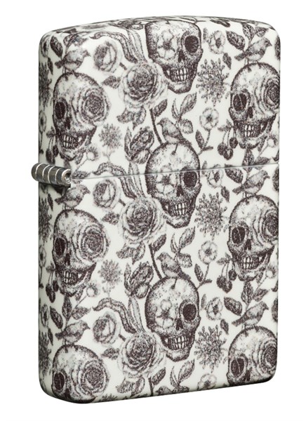 Зажигалка ZIPPO Skeleton с покрытием Glow in the Dark Green, латунь/сталь, серая, 38x13x57 мм - фото 354546