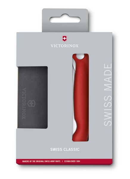 Набор VICTORINOX Swiss Classic: складной нож для овощей и разделочная доска, красная рукоять - фото 355390