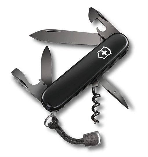 Нож перочинный VICTORINOX Spartan Onyx Black, 91 мм, 12 функций, чёрный, со шнурком в комплекте - фото 355901