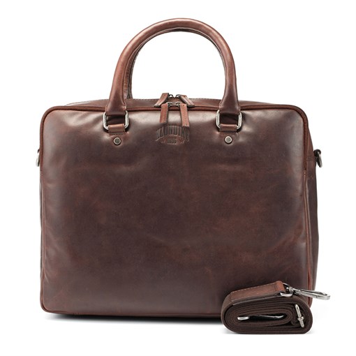 Сумка KLONDIKE DIGGER «Earl», натуральная кожа в темно-коричневом цвете, 29 x 38 x 9 см - фото 356250