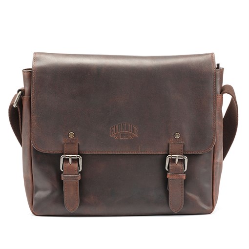 Сумка через плечо KLONDIKE DIGGER «Joe», натуральная кожа в темно-коричневом цвете, 28 x 32 x 8 см - фото 356399