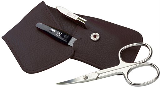 Маникюрный набор YES, 3 пр. Футляр: натуральная кожа, цвет коричневый - фото 356531