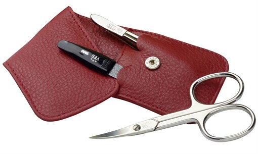 Маникюрный набор YES, 3 пр. Футляр: натуральная кожа, цвет красный - фото 356533