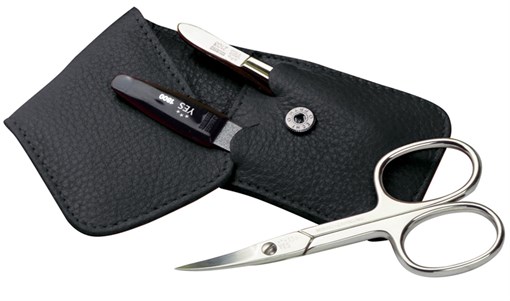 Маникюрный набор YES, 3 пр. Футляр: натуральная кожа, цвет черный - фото 356535