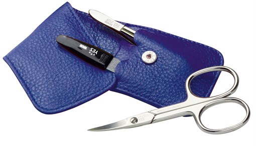 Маникюрный набор YES, 3 пр. Футляр: натуральная кожа, цвет синий - фото 356539