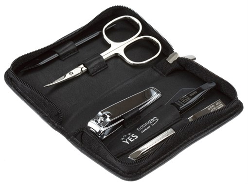 Маникюрный набор YES, 5 пр. Футляр: натуральная кожа, цвет черный - фото 356558