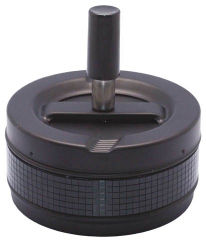 Пепельница S.Quire круглая, сталь, покрыт. черн.краска,черн.,блестящ. вставка,с черн.ручкой, 90 мм - фото 356653