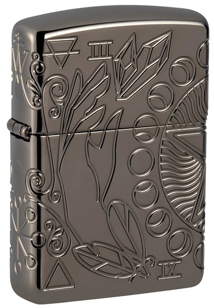 Зажигалка ZIPPO Armor® Wicca Design с покрытием Black Ice®, латунь/сталь, чёрная, 38x13x57 мм - фото 357058