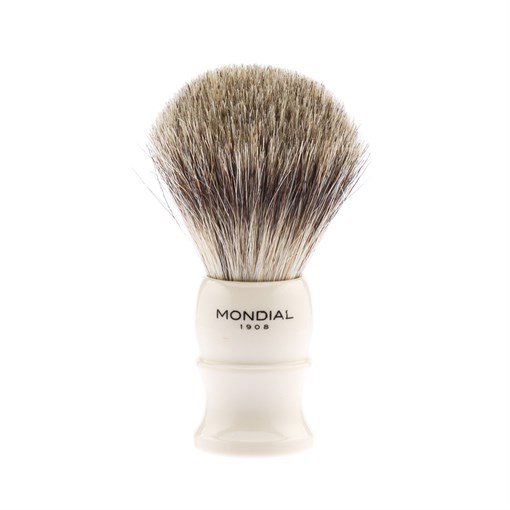 Помазок для бритья Mondial, каучуковая смола, барсучий ворс, рукоять - цвет слоновой кости - фото 357376