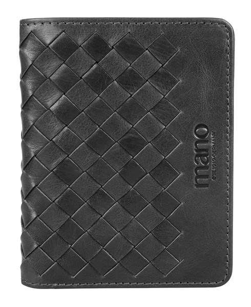 Портмоне для кредитных карт Mano "Don Luca", натуральная кожа в черном цвете, 8,5 х 11 см - фото 357600