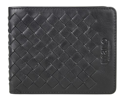 Портмоне Mano "Don Luca", натуральная кожа в черном цвете, 11 х 9 см - фото 357618