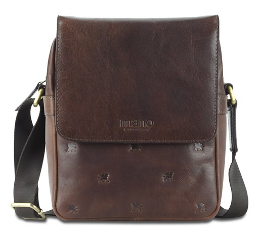 Сумка через плечо Mano "Don Leon", натуральная кожа в коричневом цвете, 20 х 25 х 8 см - фото 357690