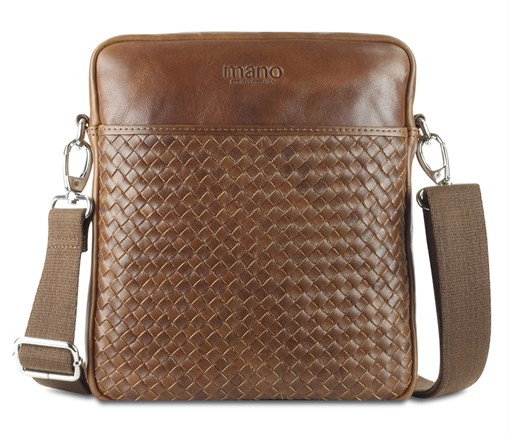 Сумка через плечо Mano "Don Luca", натуральная кожа в коньячном цвете, 23 х 26,5 х 4,5 см - фото 357734