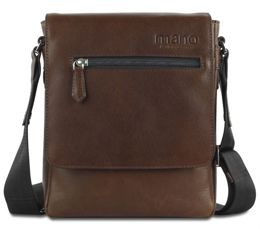 Сумка через плечо Mano "Don Valentino", натуральная кожа в коричневом цвете, 21 х 25 х 5 см - фото 357757