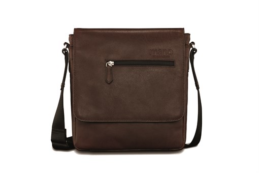 Сумка через плечо Mano "Don Valentino", натуральная кожа в коричневом цвете, 25 х 27 х 7 см - фото 357764