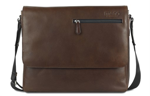 Сумка через плечо Mano "Don Valentino", натуральная кожа в коричневом цвете, 36,5 х 30 х 8 см - фото 357769