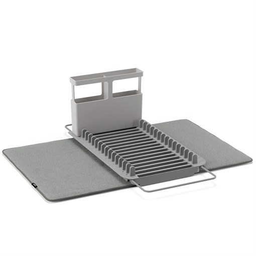 Коврик для сушки посуды с полкой для раковины udry 51х17х57 см, темно-серый - фото 359052