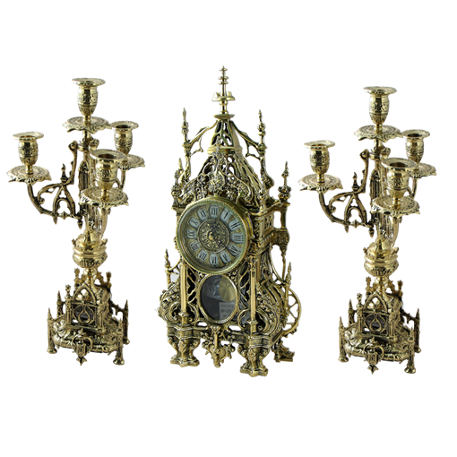 Каминные часы с канделябрами в наборе "Кафедральный" - фото 369610