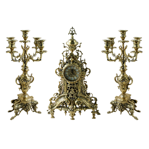 Каминные часы с канделябрами "Ажур" - фото 369617