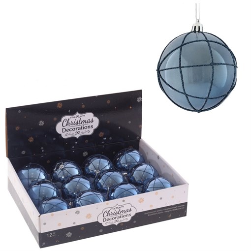 Украшение новогоднее "Шар", набор из 12-ти шт, D 8 см, L35 W27 H8,5 см - фото 372112