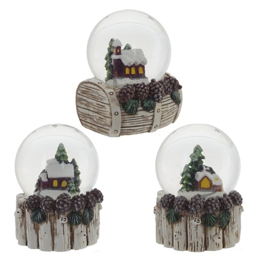 Фигурка декоративная в стеклянном шаре "Домик", L4,5 W4,5 H6 см, 3в. - фото 374666