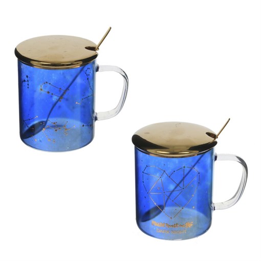 Кружка с крышкой и ложкой, 400 мл, L12 W8 H9 см, 2в. - фото 379815