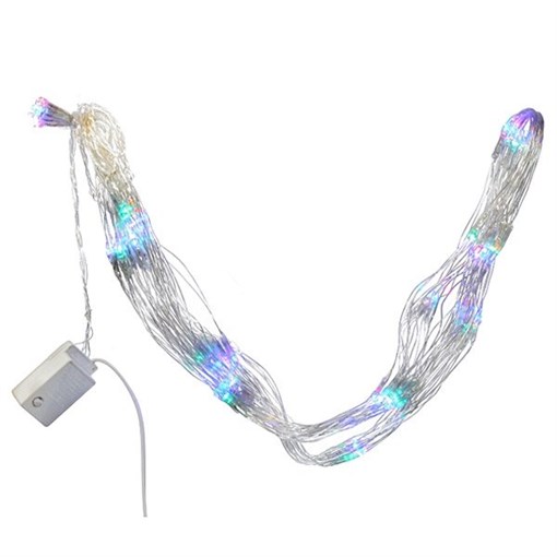 Электрогирлянда-сетка, L1,5 м, 1,5W, 120 разноцветных LED, 8 реж.свеч, шнур прозрач. 1 м, IP20 - фото 386807
