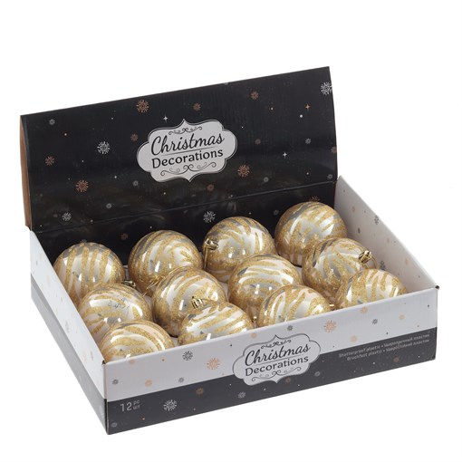 Украшение новогоднее "Шар", набор из 12-ти шт, D8 см, L35 W28 H9 см - фото 390319