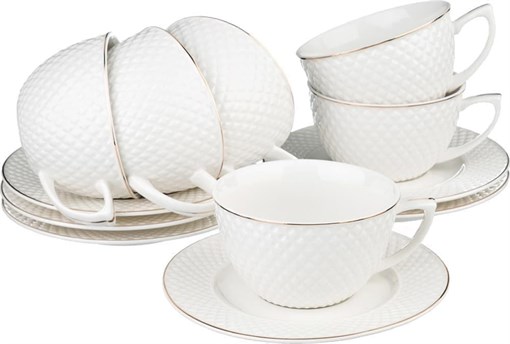 Чайный набор "Диаманд голд" на 6 персон 12пр. 220 мл - фото 391275