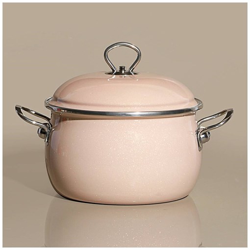 Кастрюля эмалир.с крышкой с эффектом металлик серия "Deluxe" цв:розовый 3.9 л. 20х13 см - фото 396361