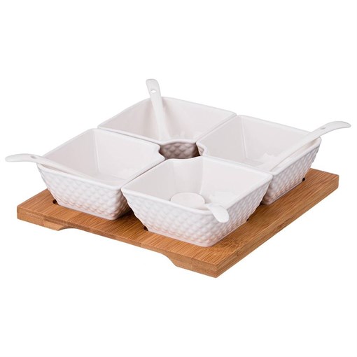 Набор сервировочный на дерев. подставке lefard "Диаманд" 9 пр. - фото 400920