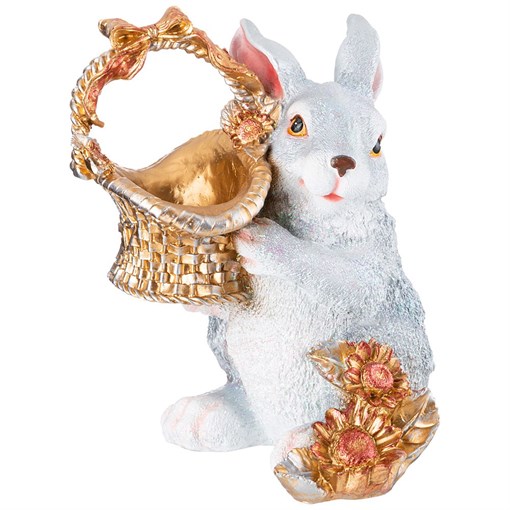 Фигурка декоративная "Зайка с лукошком" 30*24*34,5 см - фото 401510