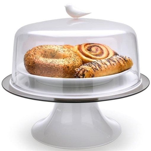 Тортовница Sparrow, белый декор - фото 402499