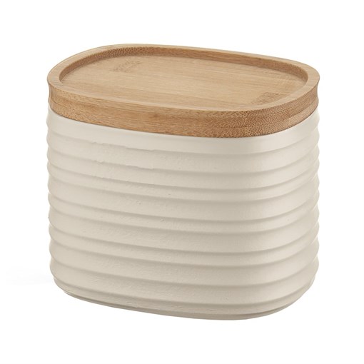 Банка для хранения с бамбуковой крышкой Tierra, 500 мл, бежевая - фото 404096